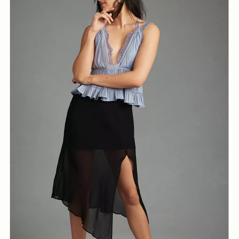 Anthropologie Lace-Trim Babydoll Blouse